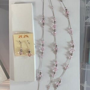 Macy's Pink and Silver Earrings Set